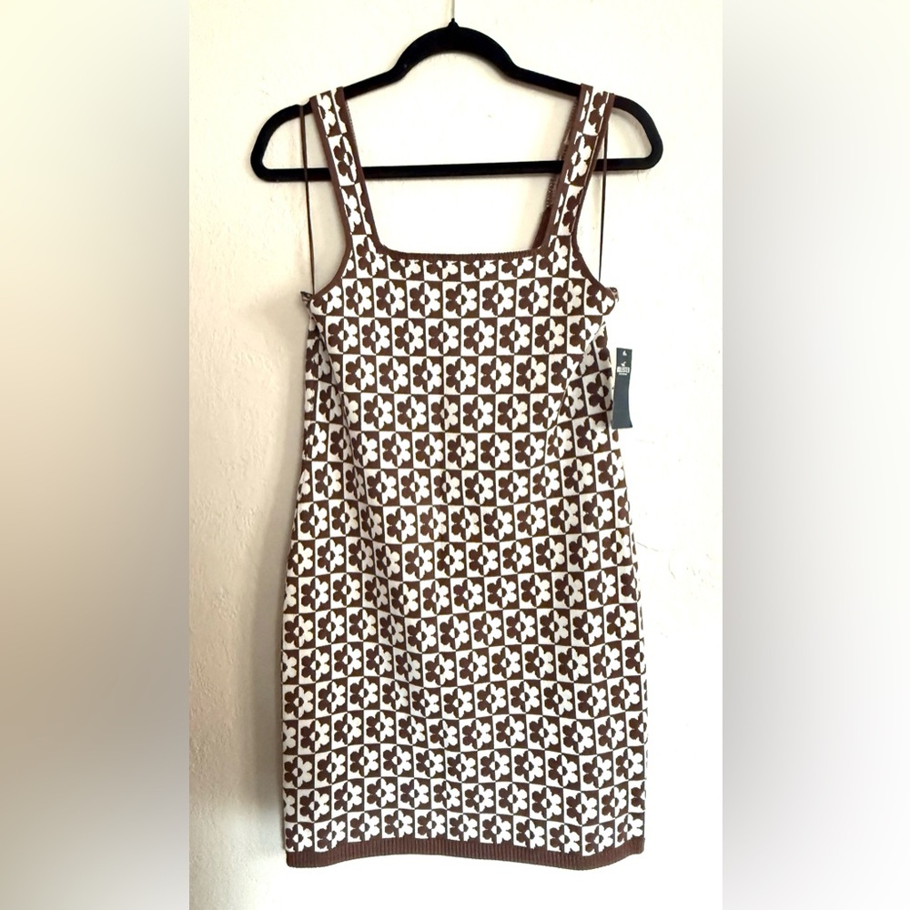 Hollister Brown and White Floral Pattern Dress